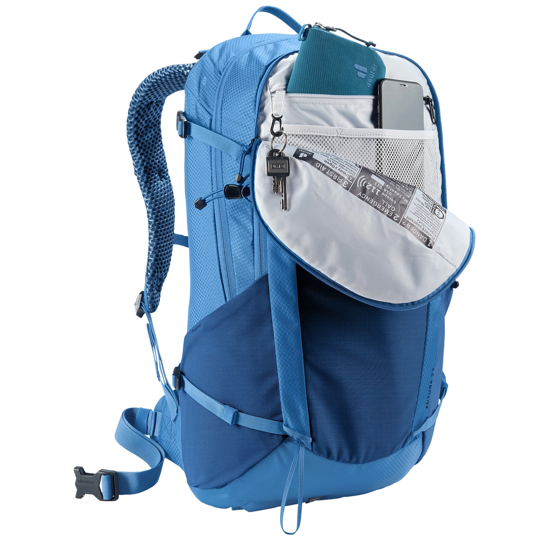 Zaino escursionismo leggero Futura 23 con sistema dorsale Aircomfort e tasca traspirante per abiti bagnati