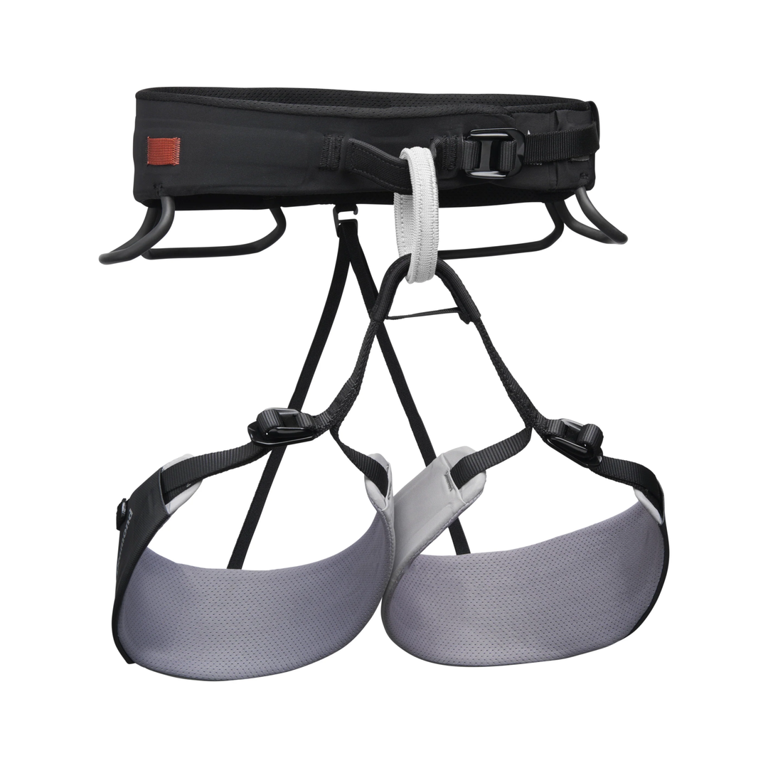 Robust Solution Guide climbing harness with adjustable leg loops, padded comfort, large gear loops, and Dyneema Infinity ring