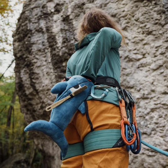 Chalk Bag with wide opening, brush holder, drawstring, and adjustable waist belt for climbing enthusiasts