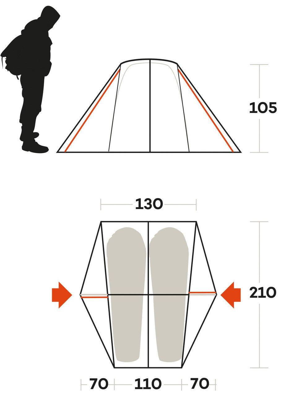 Tenda Fuji 2 montata in campeggio all'aperto