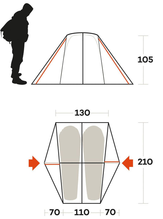 Tenda Fuji 2 montata in campeggio all'aperto
