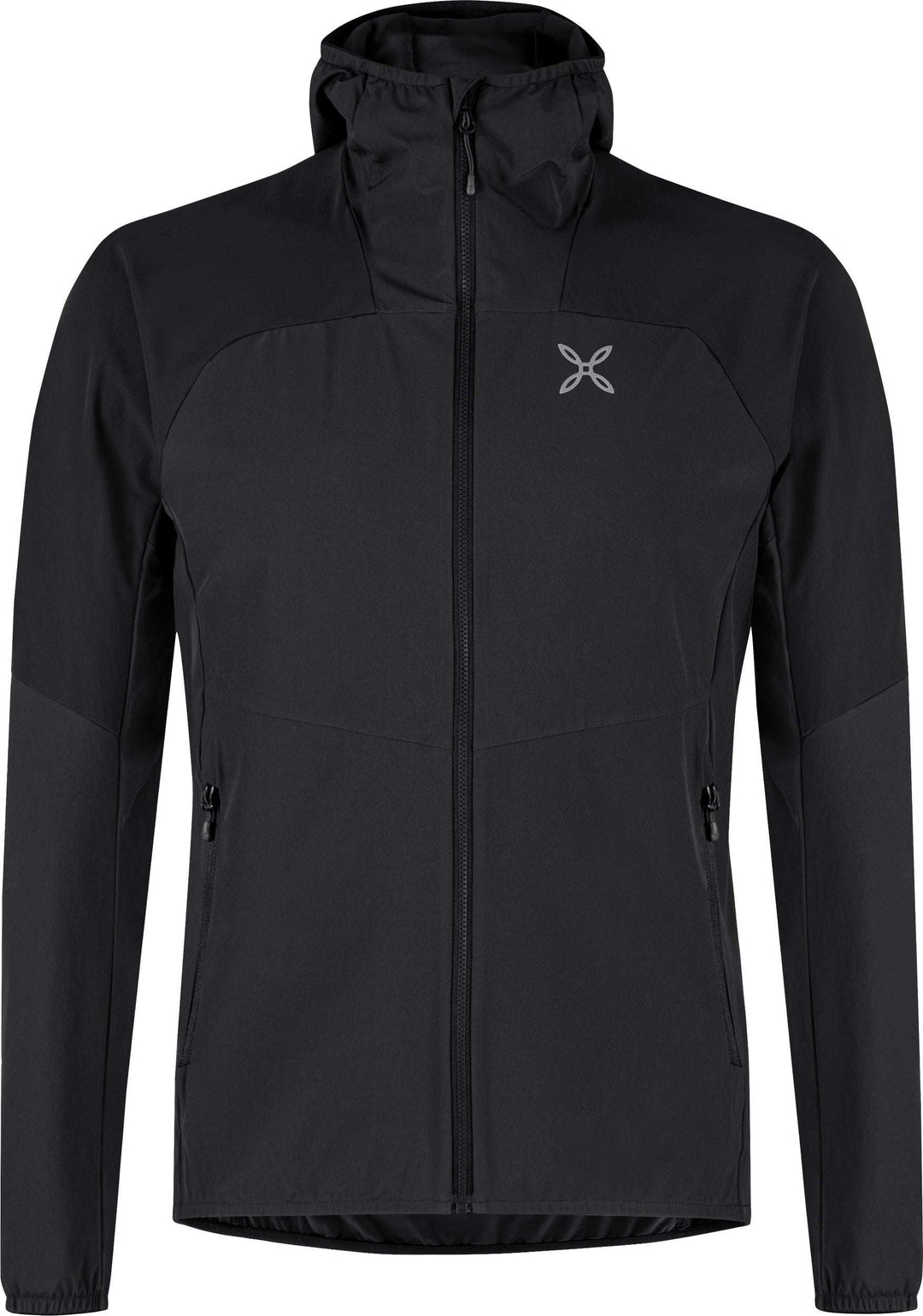 Men's Rise Hooded Jacket, breathable nylon, lightweight, black, front view.