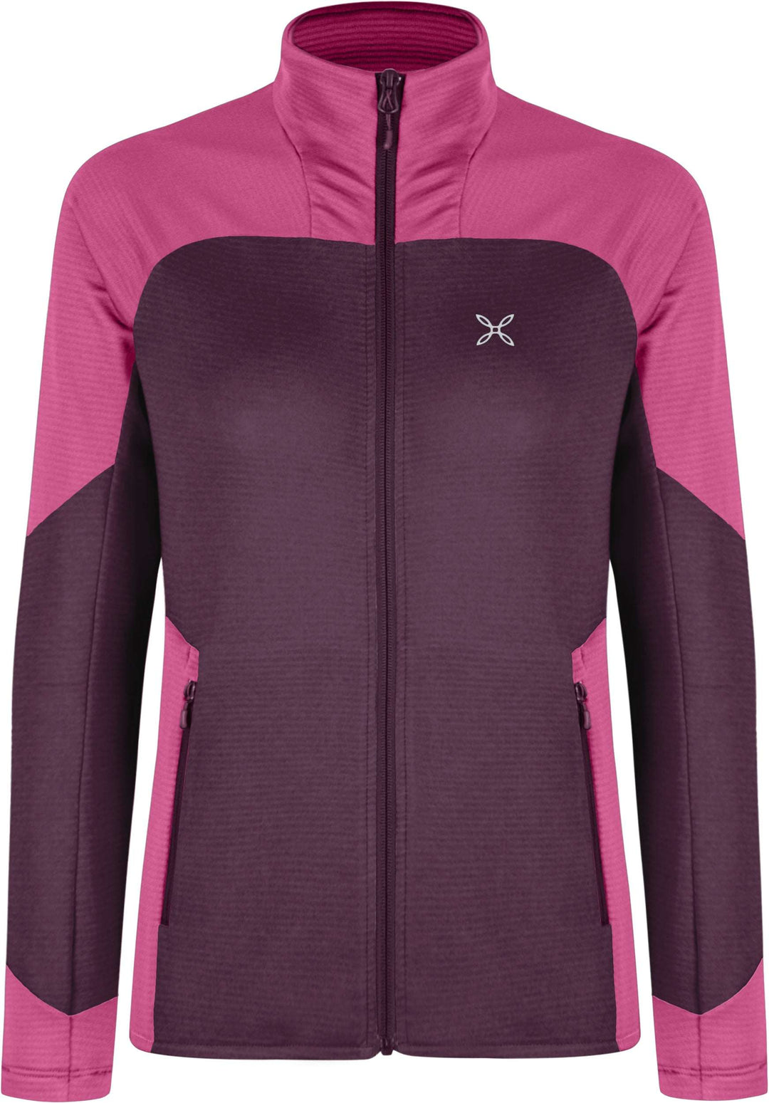 Maglia aperta da donna Rise, termoregolante, in pile Polartec® Power Grid™, ideale per arrampicare e trekking, colore bordeaux e rosa.