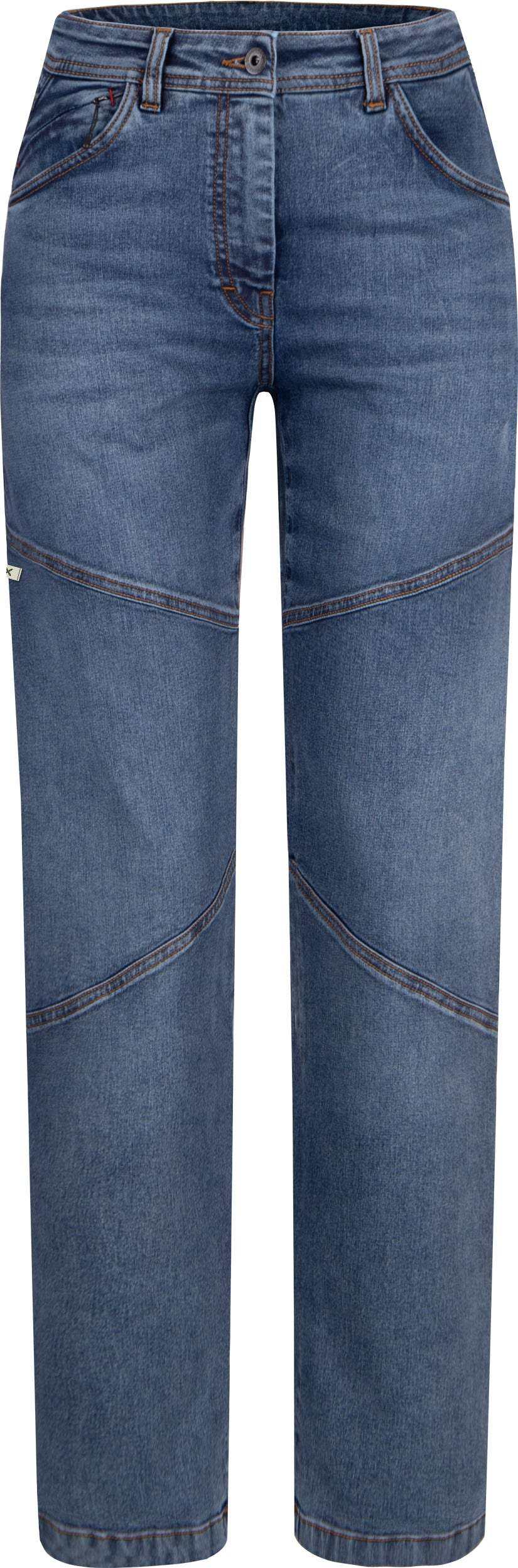 Allez Denim Pants Woman - durable, stretchy, blue jeans for climbing and casual wear.