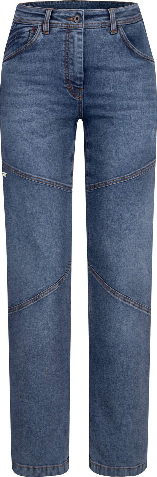 Allez Denim Pants Woman - durable, stretchy, blue jeans for climbing and casual wear.