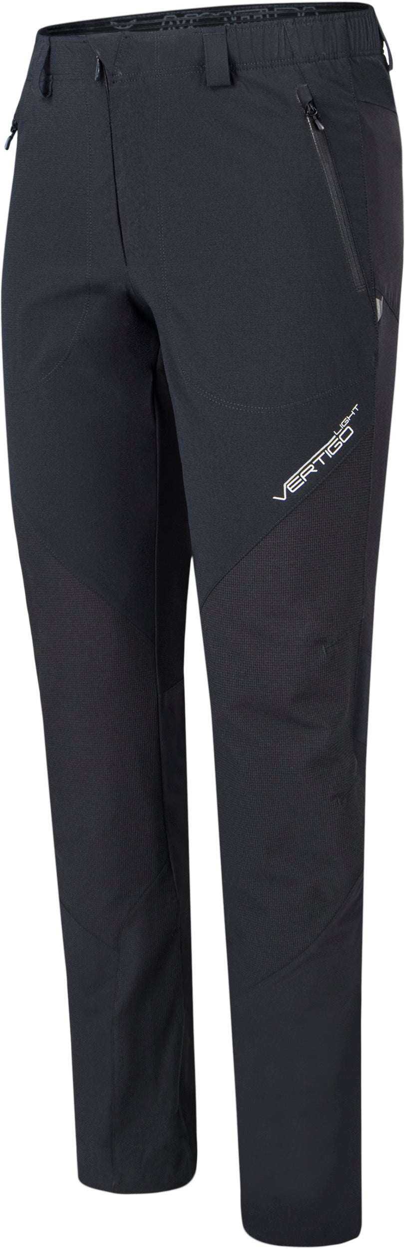 Vertigo Light 2 black nylon stretch outdoor pants with zip pockets and durable ripstop fabric.