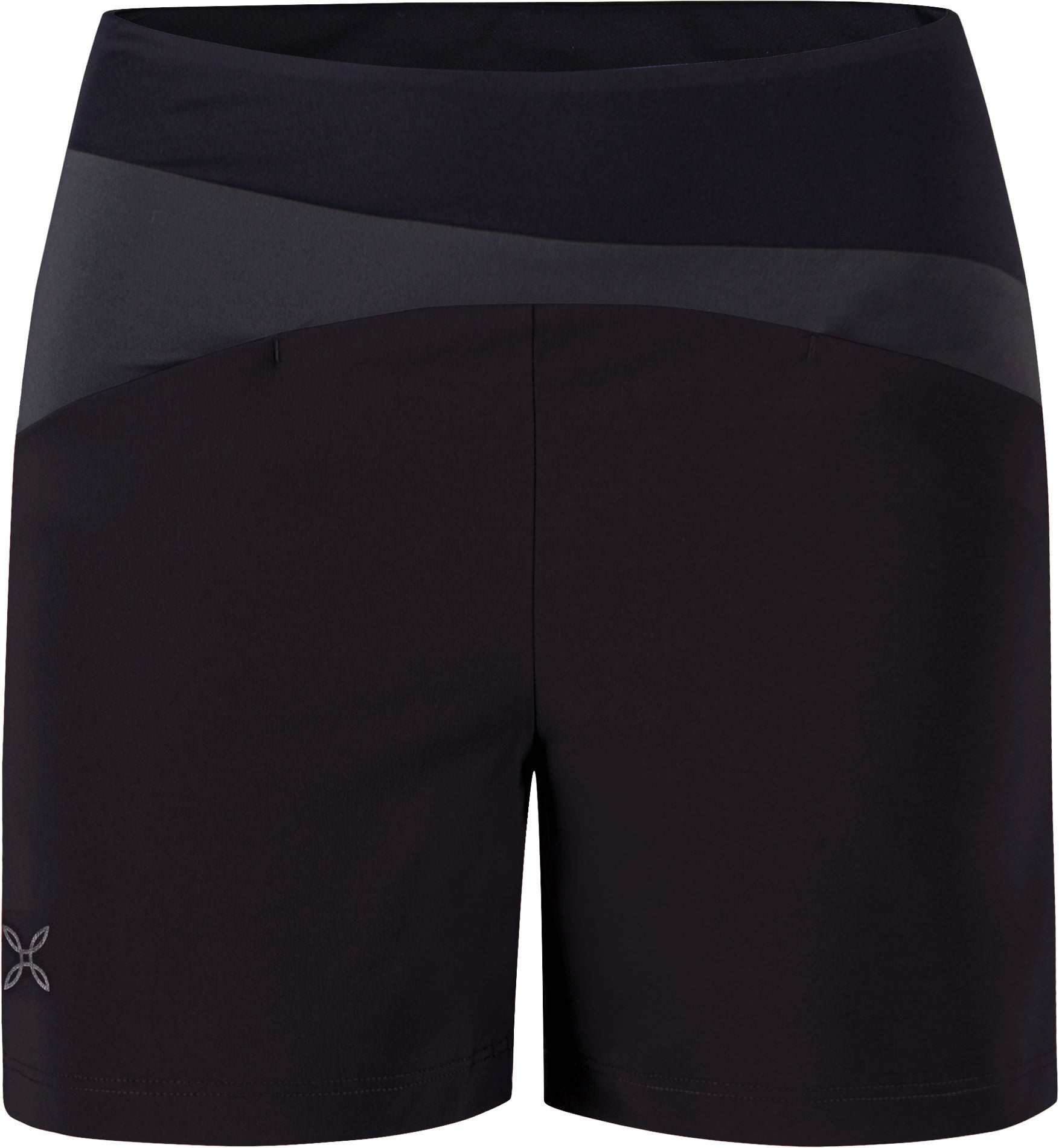 Loom shorts donna in nylon 4-way stretch con vita elastica e tasche aperte, ideali per attività outdoor e arrampicata