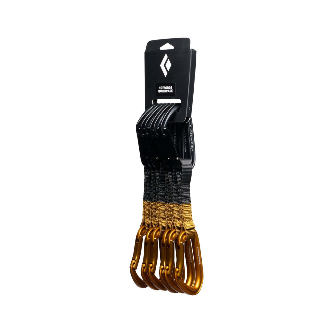 Confezione sei rinvii Hotforge Quickpack 12 cm con moschettoni lega dritta e curva leggeri e resistenti.