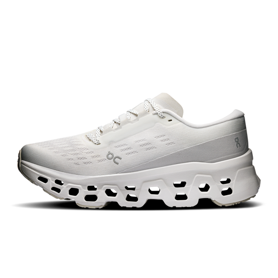 Scarpe Cloudmonster 3 W bianche da donna su sfondo neutro