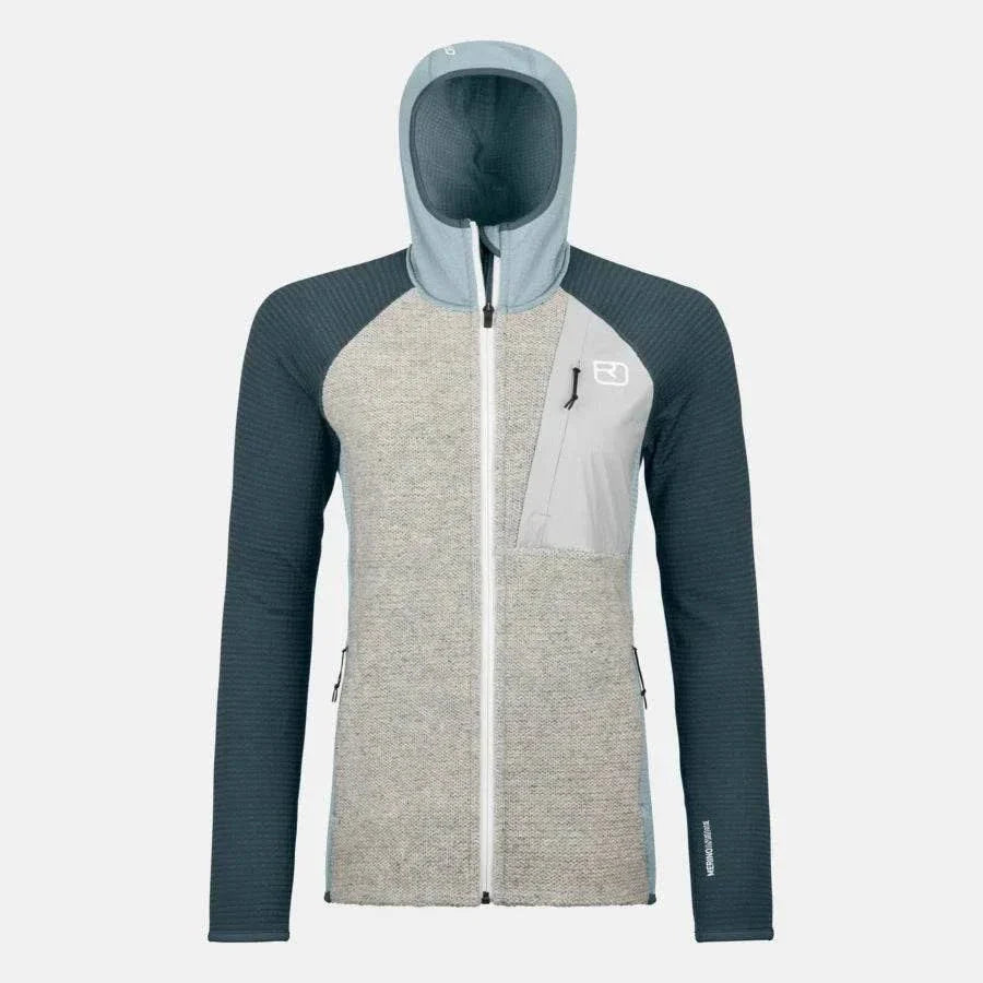 Felpa in pile da donna calda e traspirante con inserti in lana merino per freeride invernale