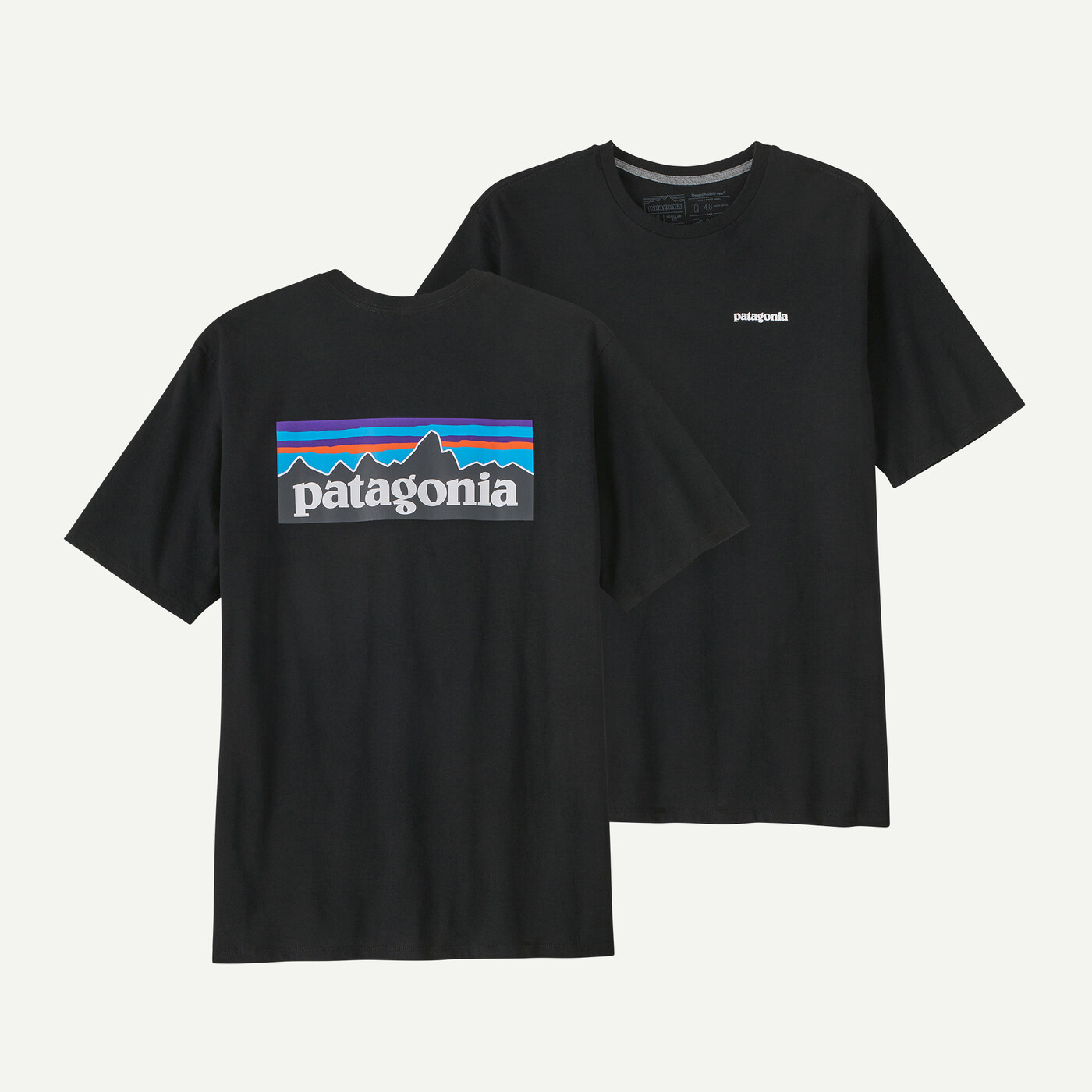 M's P-6 Logo Responsibili-Tee eco-friendly recycled t-shirt with classic Patagonia graphic and Fair Trade Certified production
