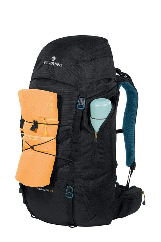 Zaino Dundee 70 colore verde con cinghie robusti per escursionismo