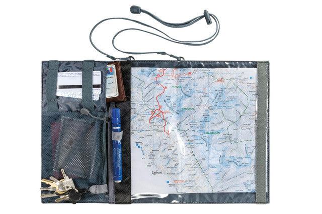 Porta mappa elegante in pelle marrone con finiture dettagliate