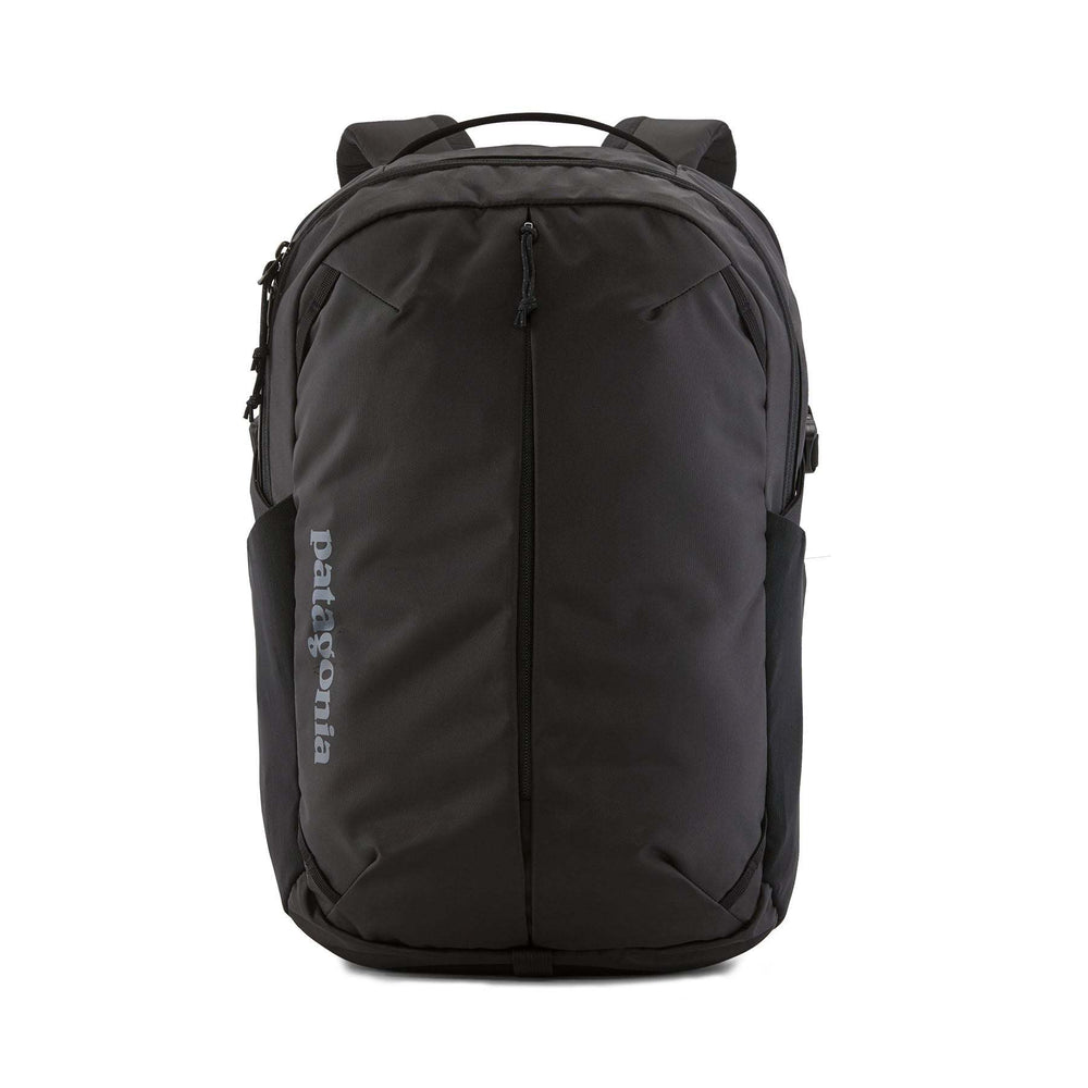 Refugio Day Pack 26L black recycled polyester backpack with 15" laptop sleeve.