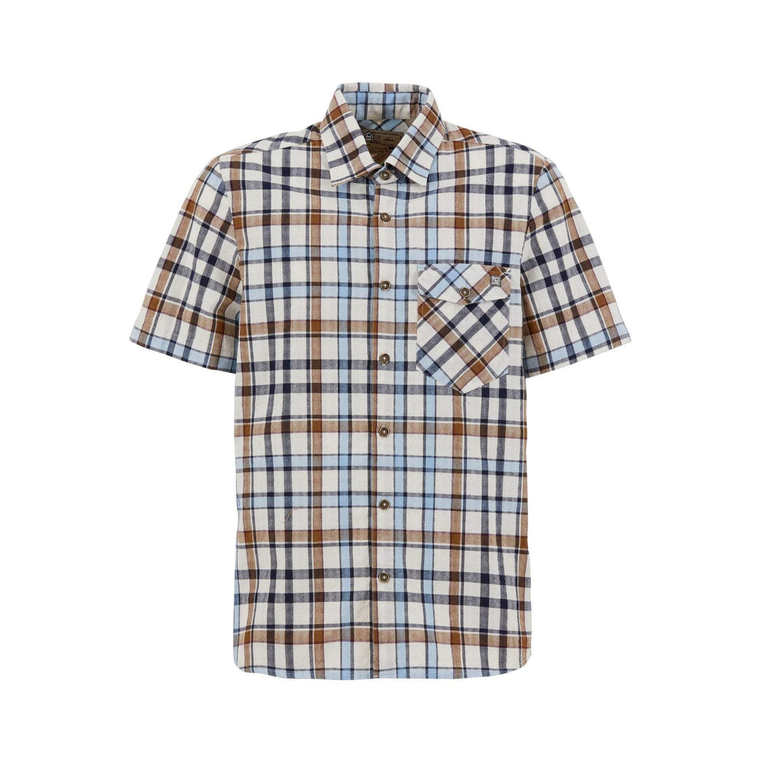 Plaid cotton shirt with front pocket and patch, made in Italy, regular fit.