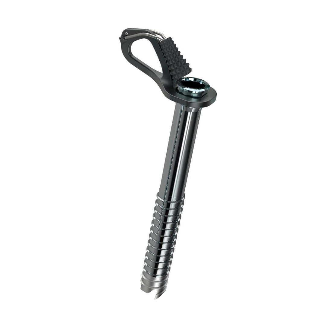 Lightweight Aero Lite ice screw with 3-tooth steel tip for technical climbing.
