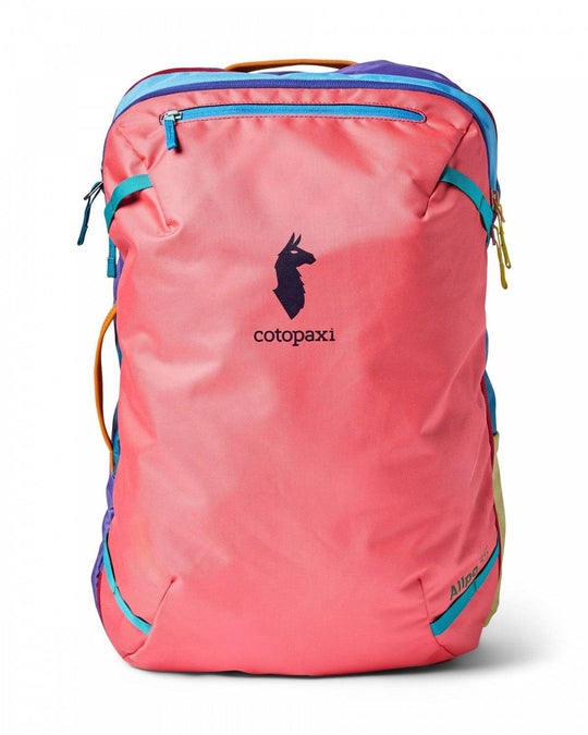 Zaino Allpa 35L Travel Pack nero in tessuto riciclato, design unico e funzionale, capacità 35L, con cerniere sicurezza antifurto e tasche multiple.