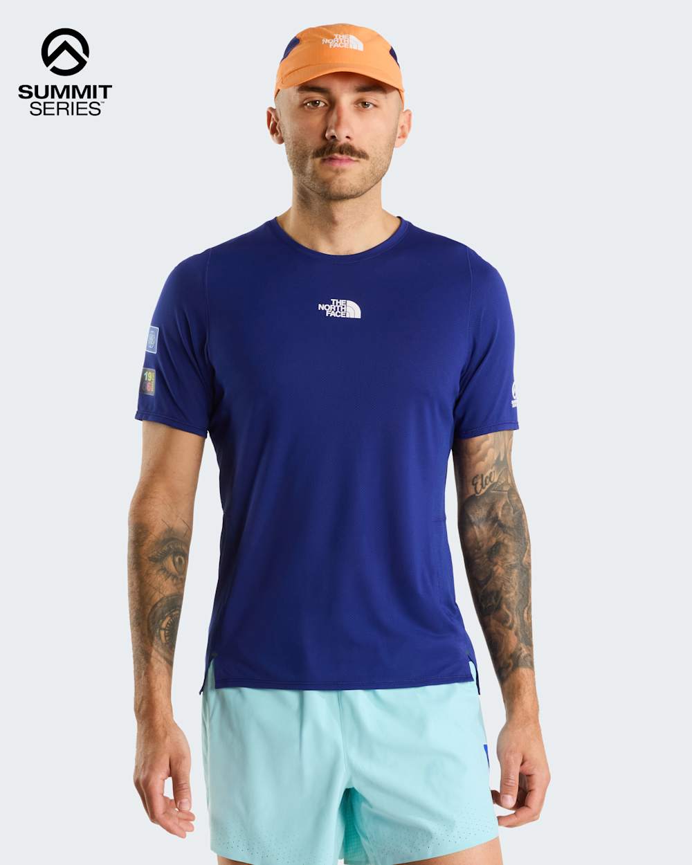 The North Face M Summit High Trail Ss - Graphic/Bold Blue – Bold Blue – indossato