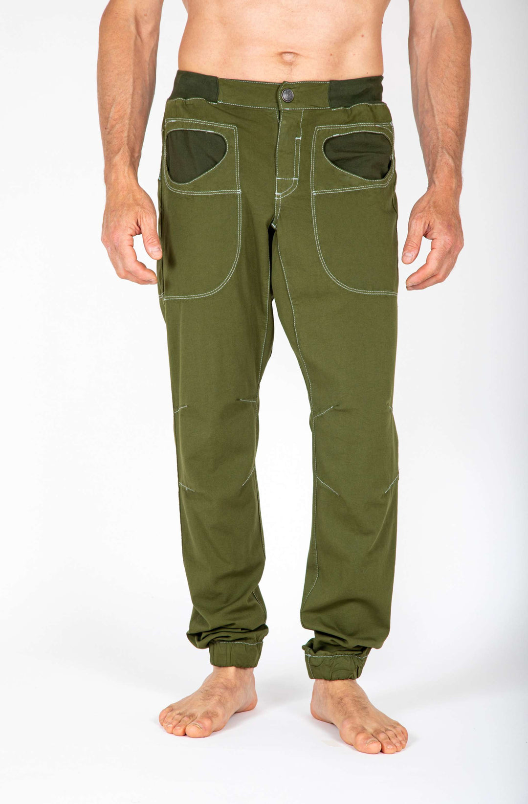 Rondo Artrock outdoor climbing pants in cotton/lyocell fabric, with adjustable waistband and contrast stitching.