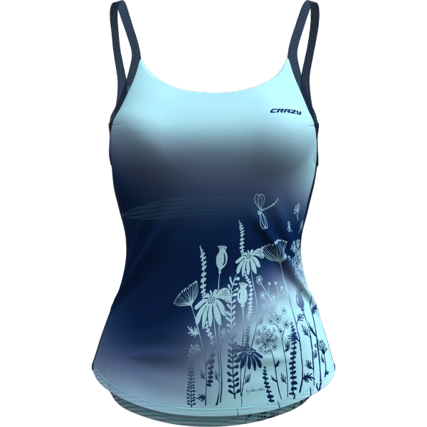 Lightweight colorful Top Shiny tank top with thin soft straps, internal bra, and rounded hem for casual and moderate sports use