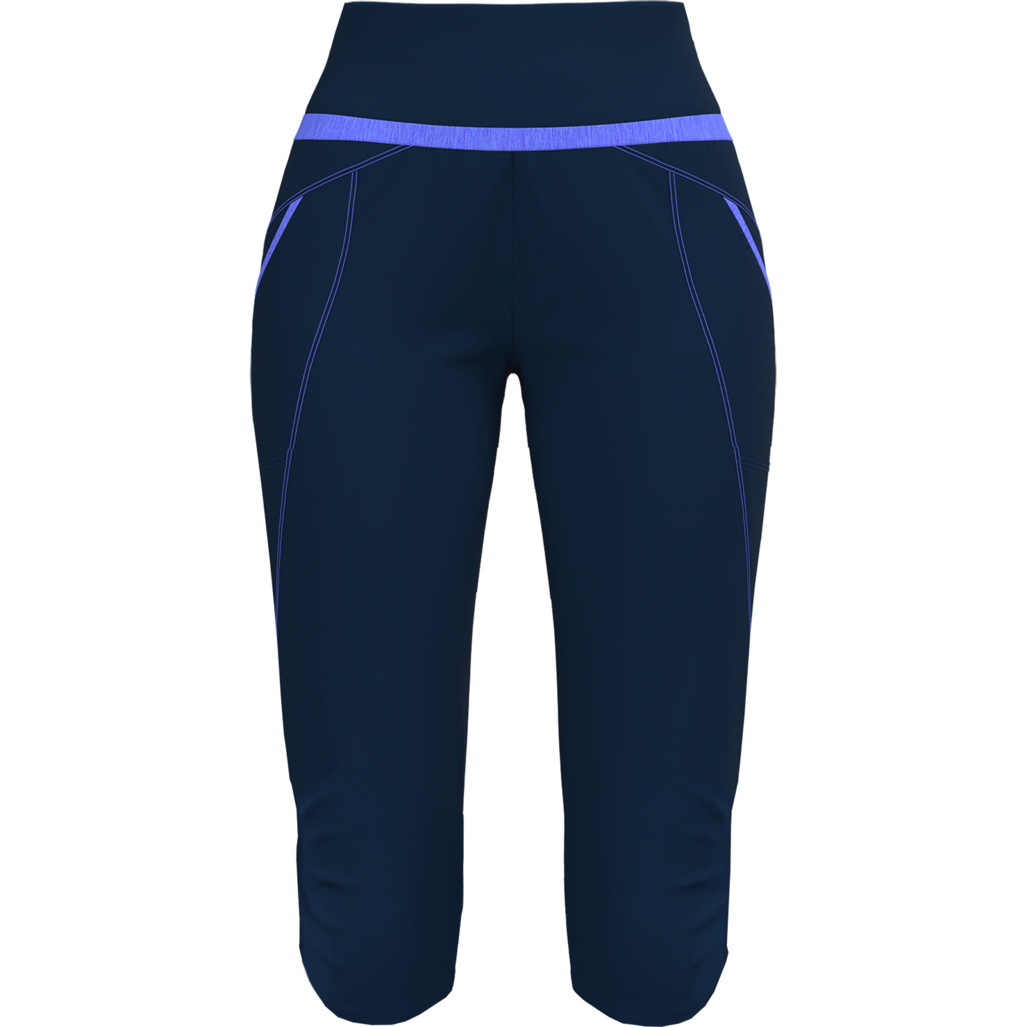 Mid Short Exit trekking pants with high elastic waist, thigh pockets, reflective logos, and water-repellent bi-elastic fabric