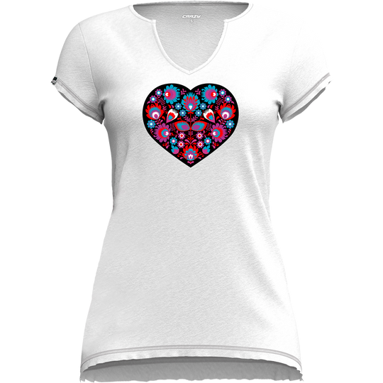 T-shirt Mandala in canapa naturale con collo a V e maniche corte, design artigianale urbano