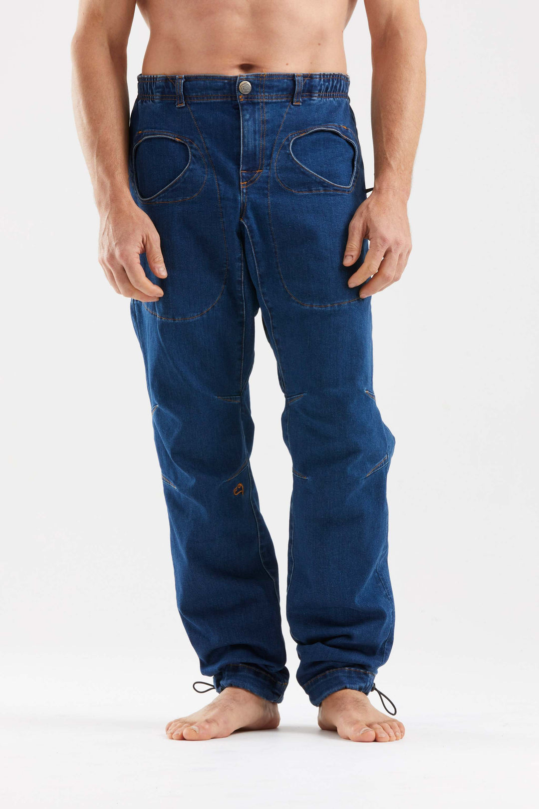 Rondo Denim2.3 pants with adjustable waist and leg, patch detail, and embroidered logo, made in Italy.