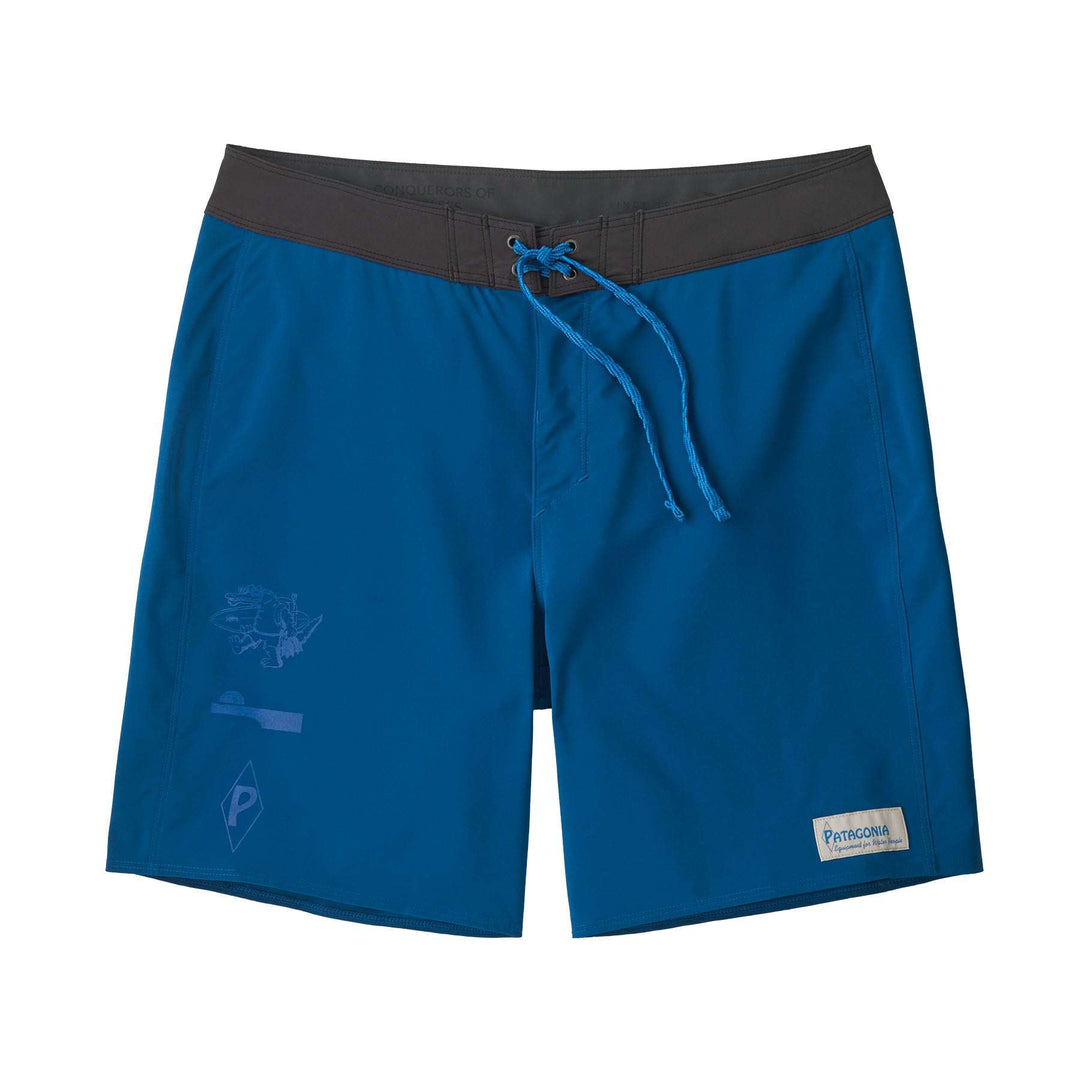 Hydropeak Boardshorts (18 In.) in blue with adjustable waistband and back pocket, made from recycled polyester and elastane.