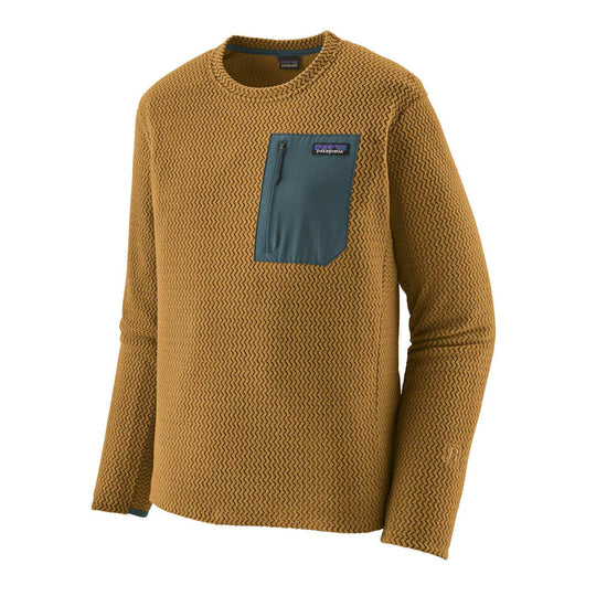 Lightweight breathable R1® Air Crew fleece with chest pocket and Fair Trade Certified production.
