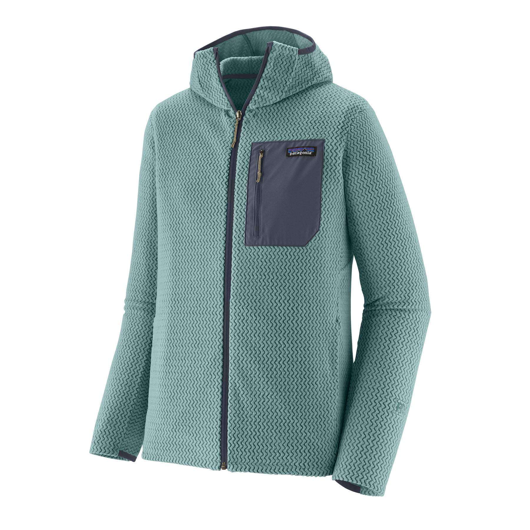 M's R1 Air Full-Zip Hoody lightweight breathable recycled polyester technical fleece with hood and zip pockets