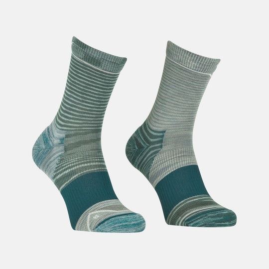 Alpine Mid Socks W with Merino wool for hiking and climbing, ergonomic fit, green color.