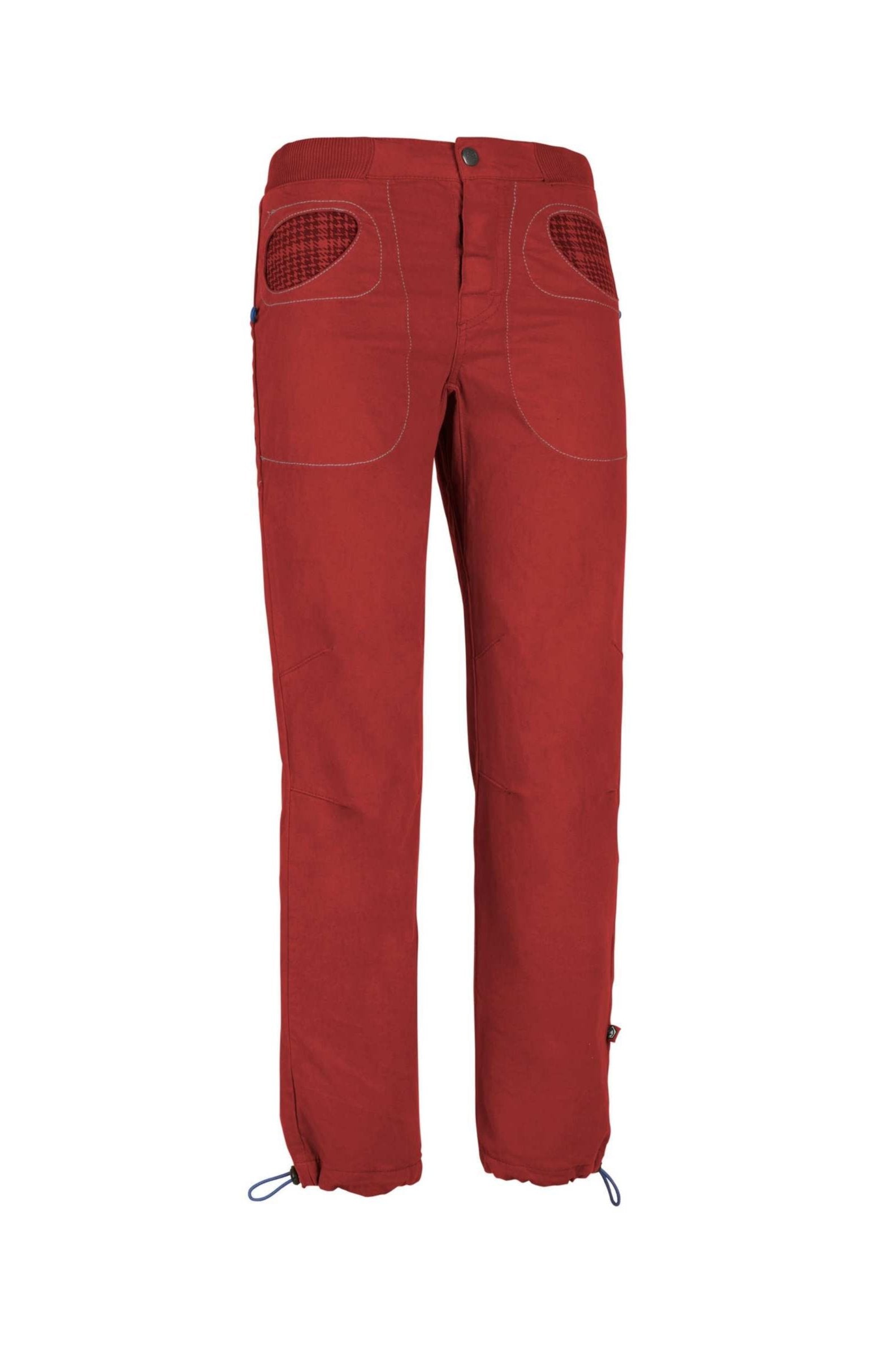 Urban climbing pants in organic cotton satin, featuring printed fabric pocket and rear embroidery.