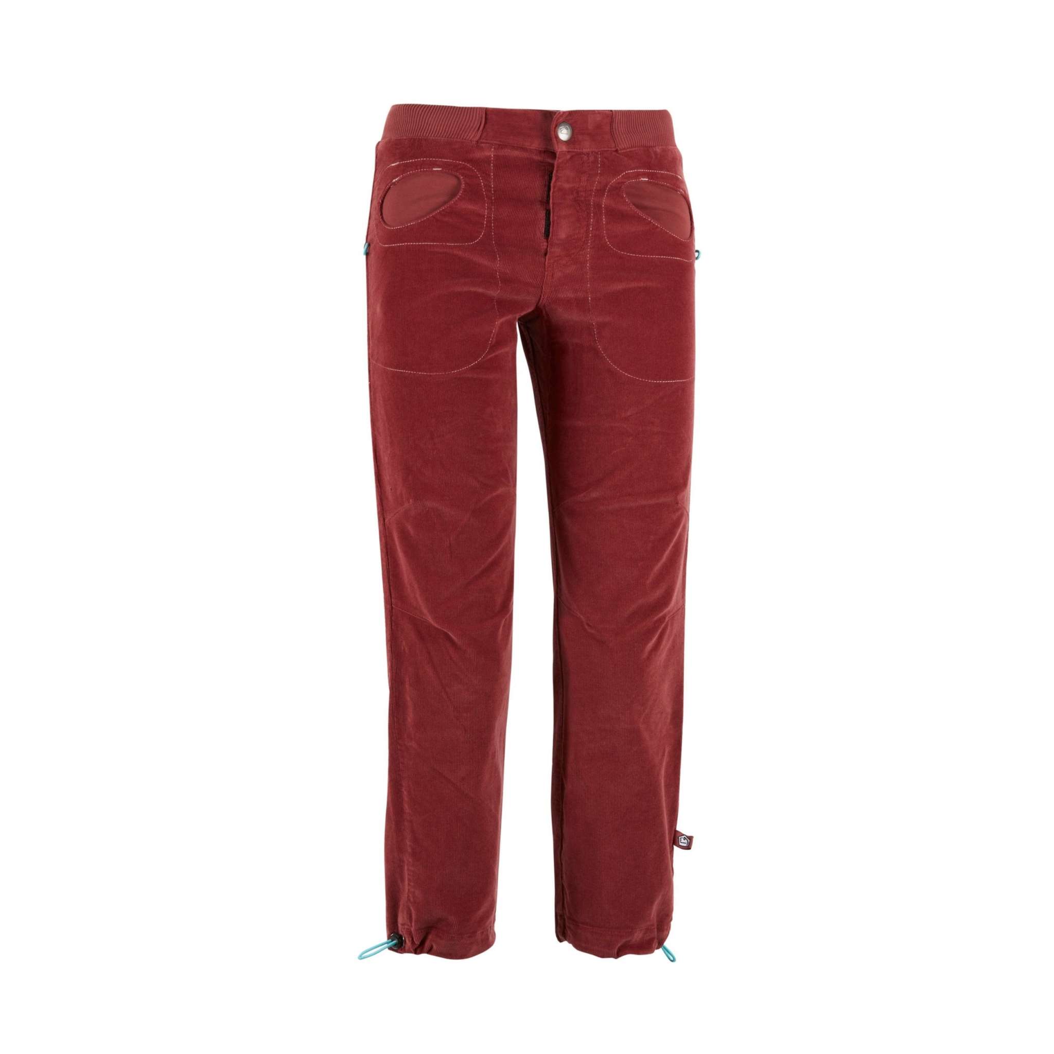Outdoor climbing pants in organic cotton velvet, adjustable waist and hem, with brush holders and cotton satin pockets. Rondo VS2.