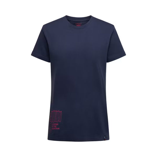 Woman wearing Citizen Of The Mountain organic cotton climbing t-shirt by La Sportiva
