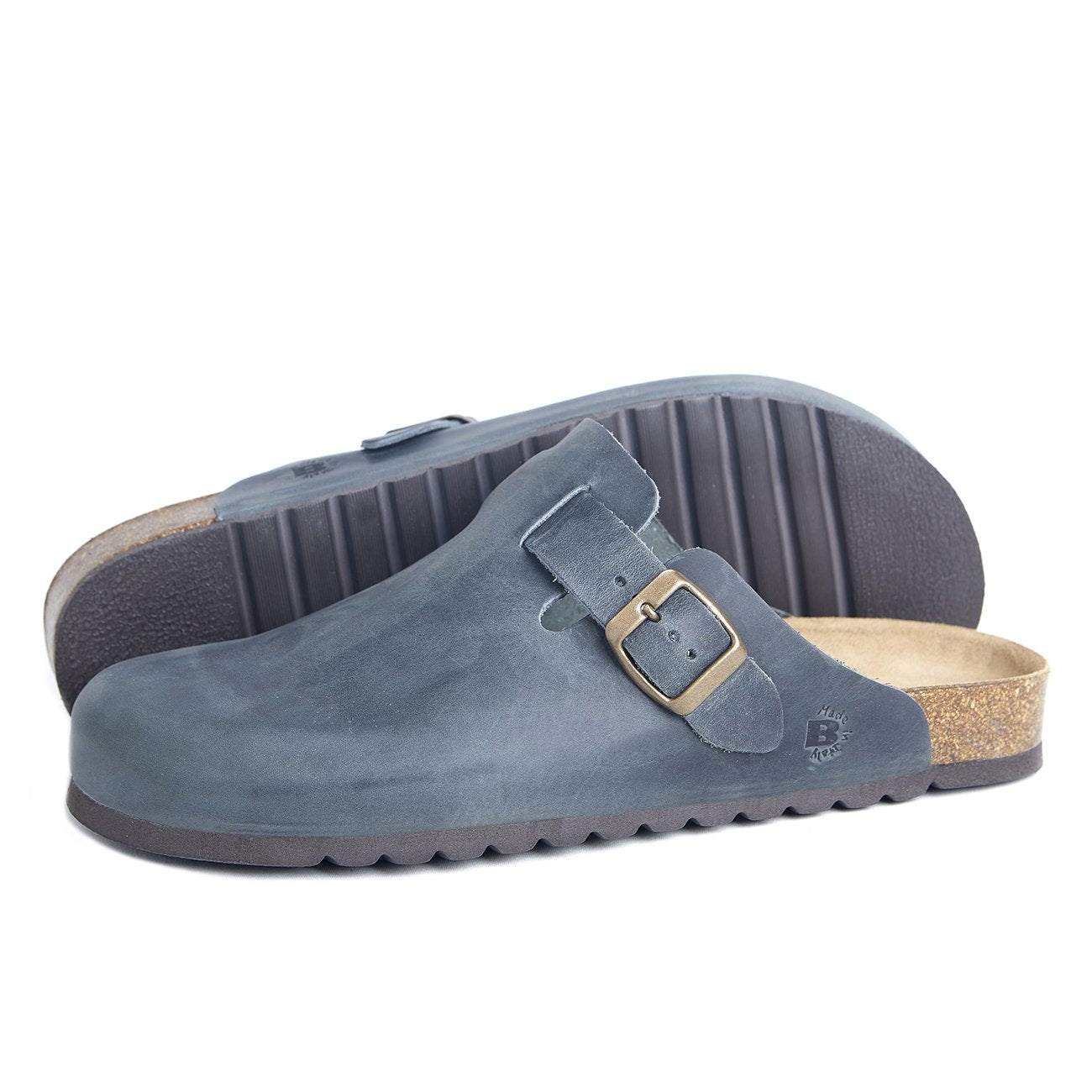 Bioline 1900 seamless nabuk leather sabot with adjustable metal buckle and anatomical cork-rubber insole