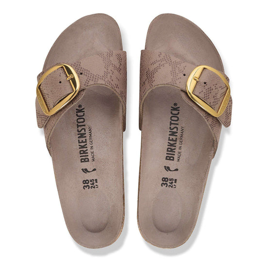 Birkenstock Madrid Big Buckle Synthetics - Python Gray Taupe - vista dall’alto della coppia