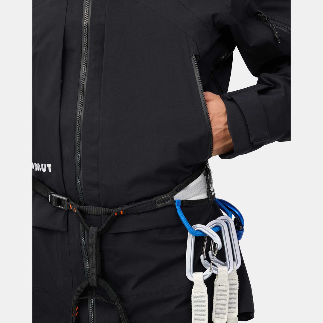 Mammut Eiger Nordwand Pro HS Hooded Jacket Men Black – dettaglio tasca con imbrago