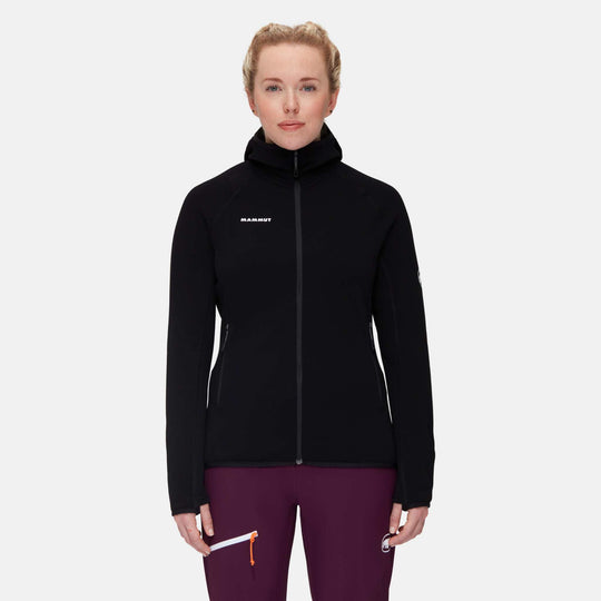 Mammut Aconcagua Ml Hooded Jacket Women - Black - indossata, vista frontale