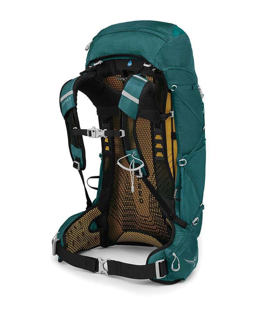 Ultralight women's hiking backpack Eja 38 with adjustable AirSpeed suspension and various pockets.