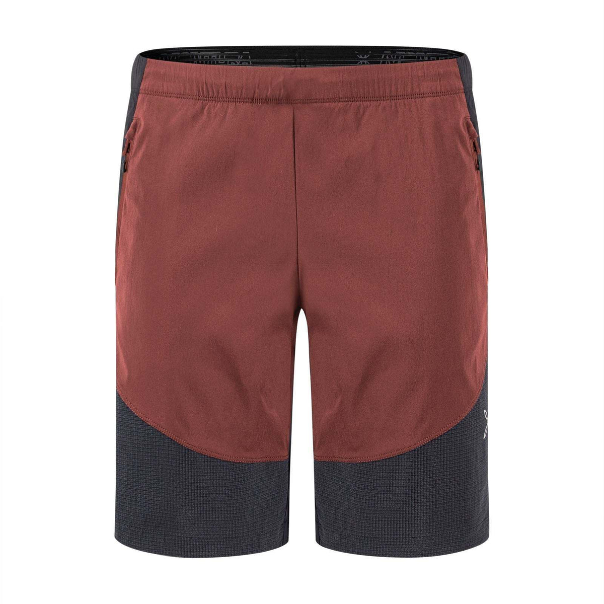 Bermuda Falcade da uomo bordeaux e nero, in nylon elasticizzato con inserti ripstop scuri e vita elastica.
