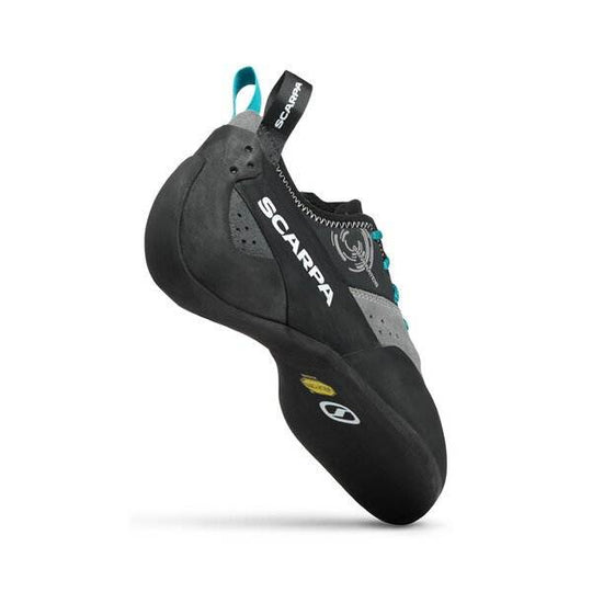 Mid gray Generator climbing shoe offering comfort and protection with suede upper, Vibram XS Edge sole, designed for traditional climbing and big wall use.