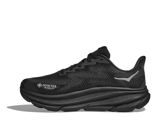 HOKA Clifton 9 Gtx uomo Black/Black, vista laterale interna