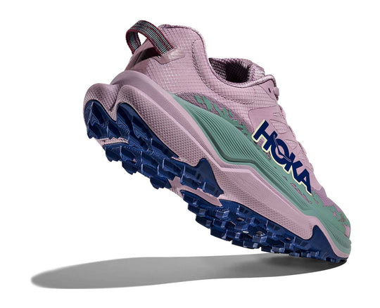 HOKA Torrent 4 donna Fragrant Lilac/Tart Cherry, vista inclinata con suola visibile
