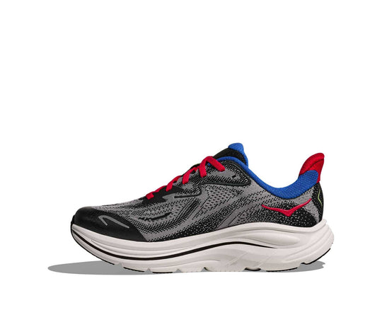 HOKA Clifton 10 Big Kids bambini Foggy Grey/Black, vista laterale interna