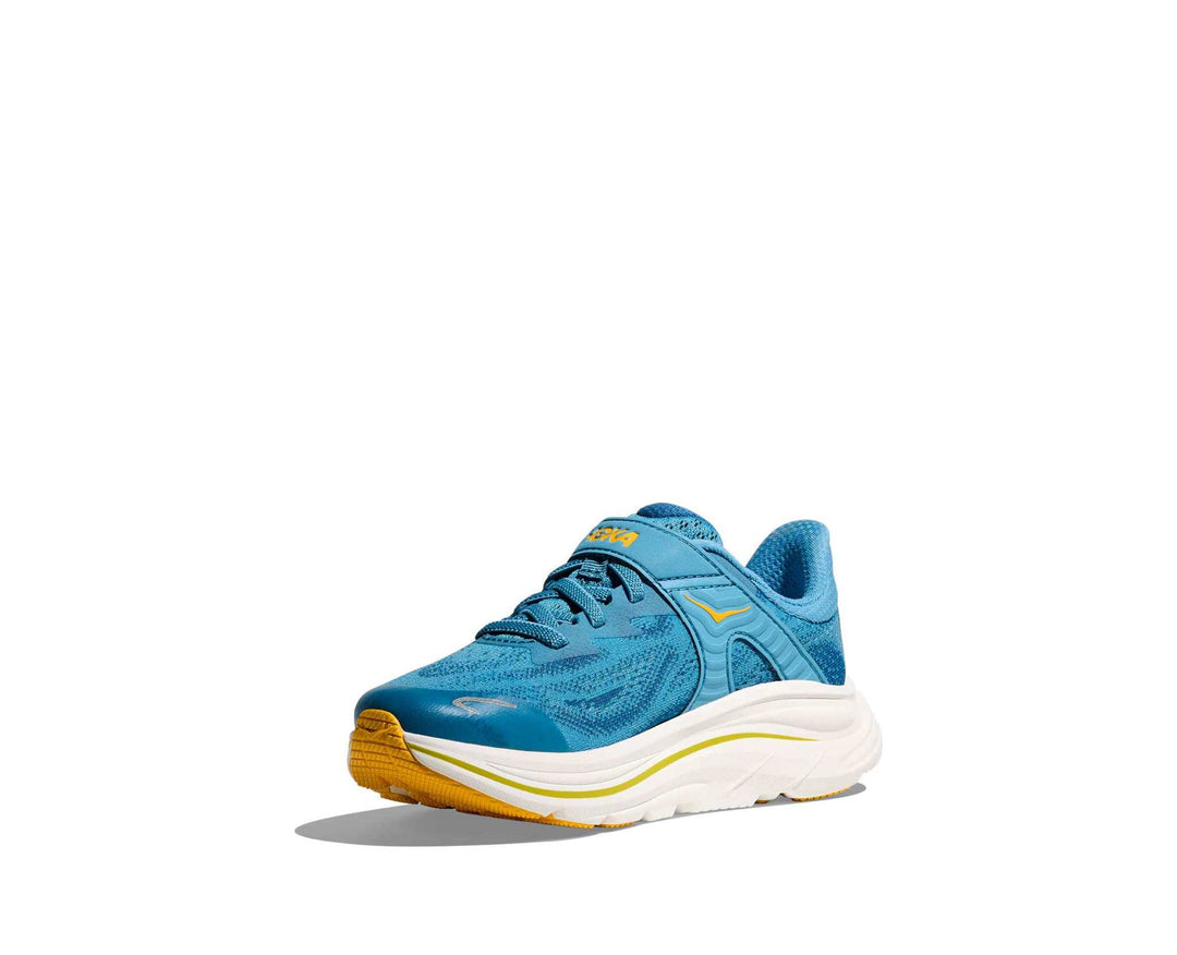 HOKA Clifton 10 Little Kids bambini Alpine Blue/Foggy Night, vista di tre quarti dal lato interno