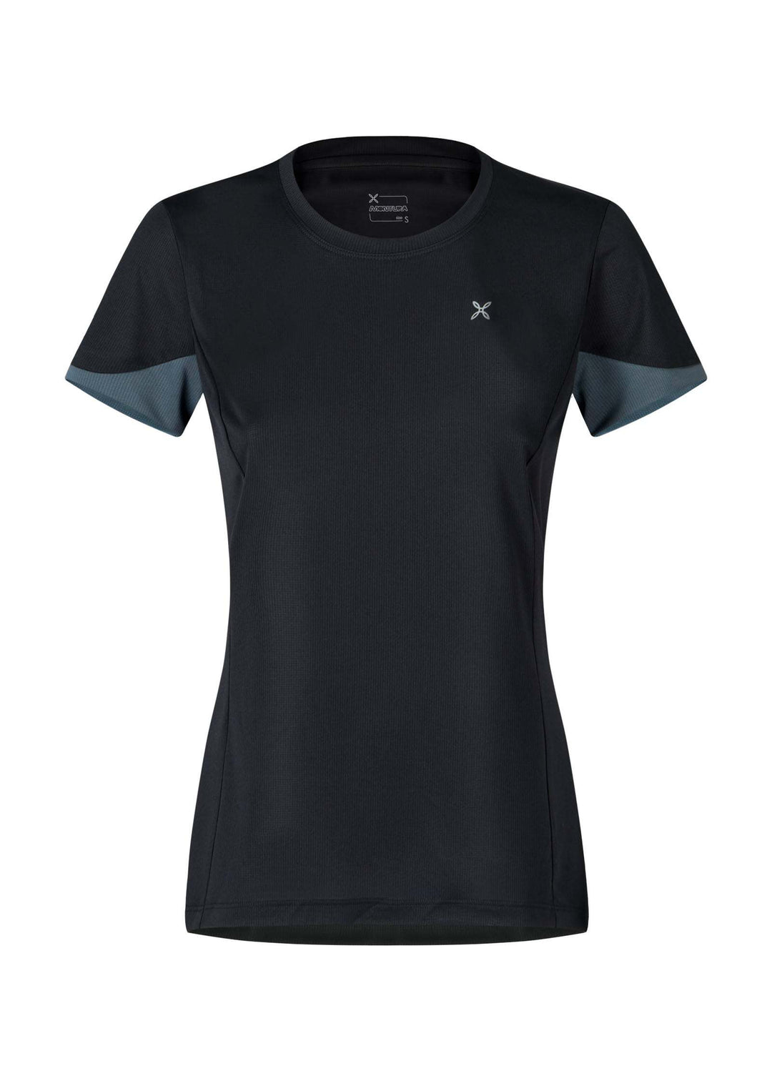 Women's black outdoor T-shirt, ideal for climbing and trekking, with quick-dry Microfresh polyester fabric.