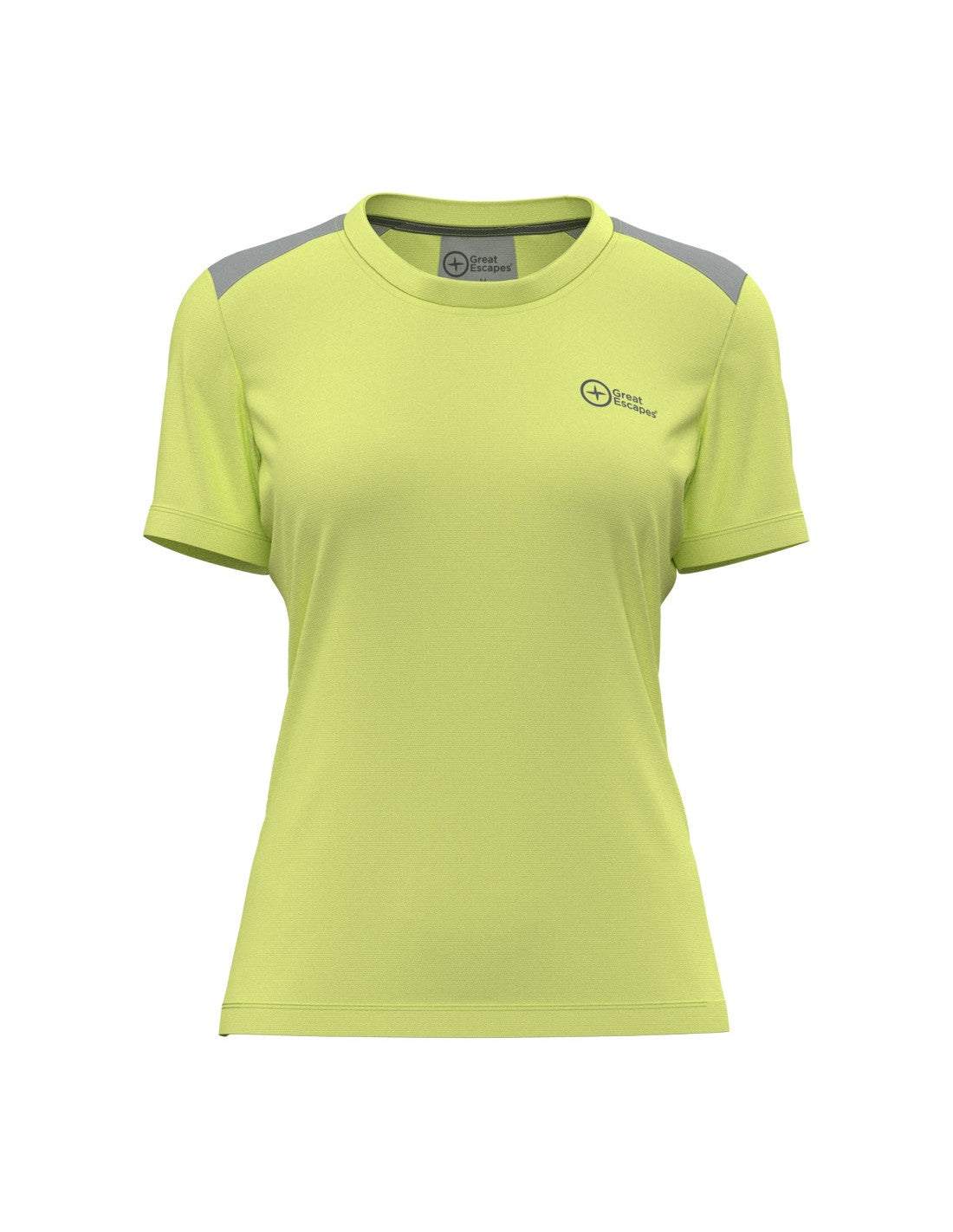 Donna che indossa la Lara Lady T-Shirt bianca tecnica per attività outdoor in primavera estate