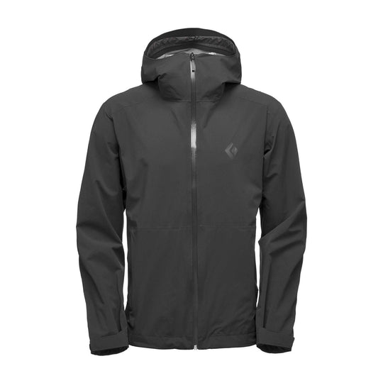 Black Stormline Stretch Rain Shell jacket with hood.