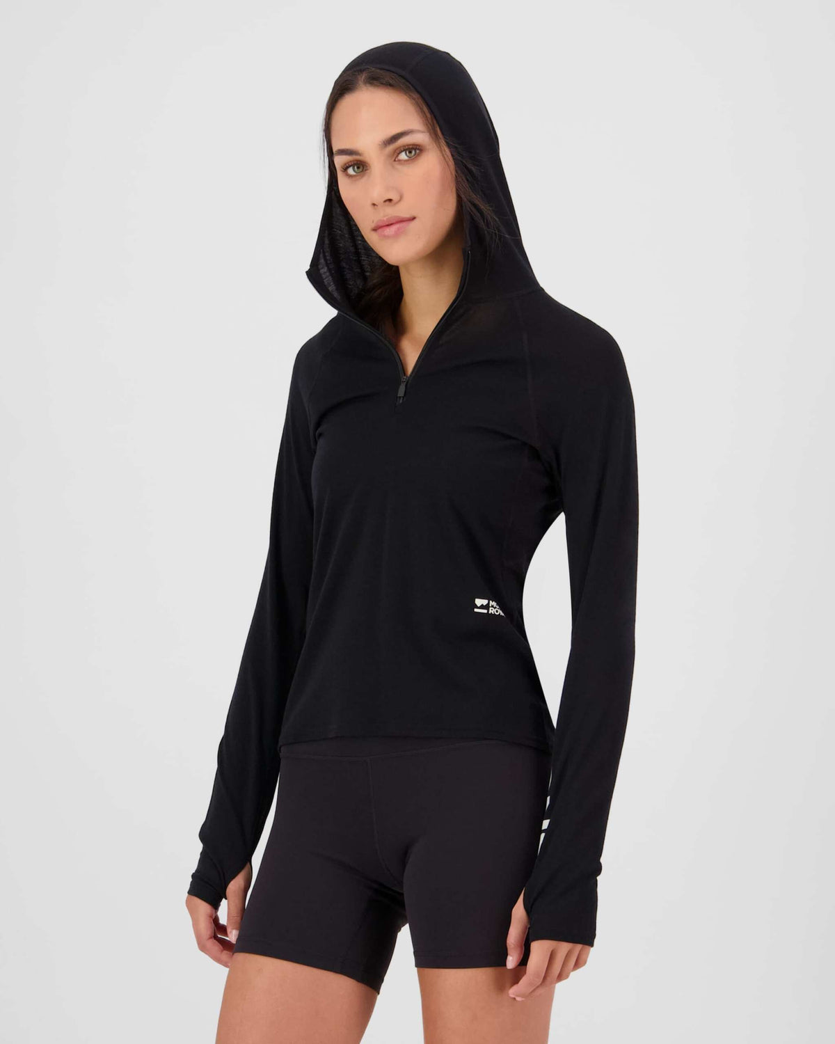 Mons Royale Bella Merino Long Sleeve Hood donna - Black - 1
