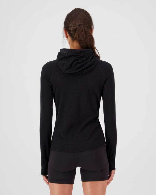 Mons Royale Bella Merino Long Sleeve Hood donna - Black - 2